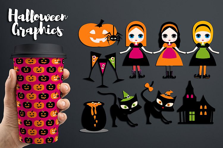 Halloween sisters clipart graphics and illustrations