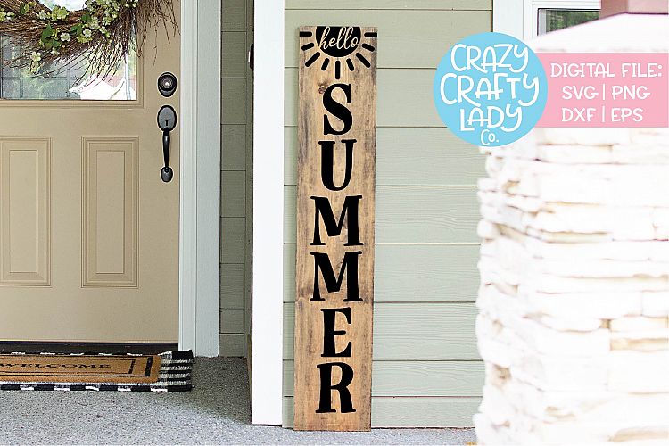 Download Hello Summer Porch Sign SVG DXF EPS PNG Cut File