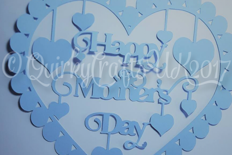 Happy Mothers Day with hearts papercutting template