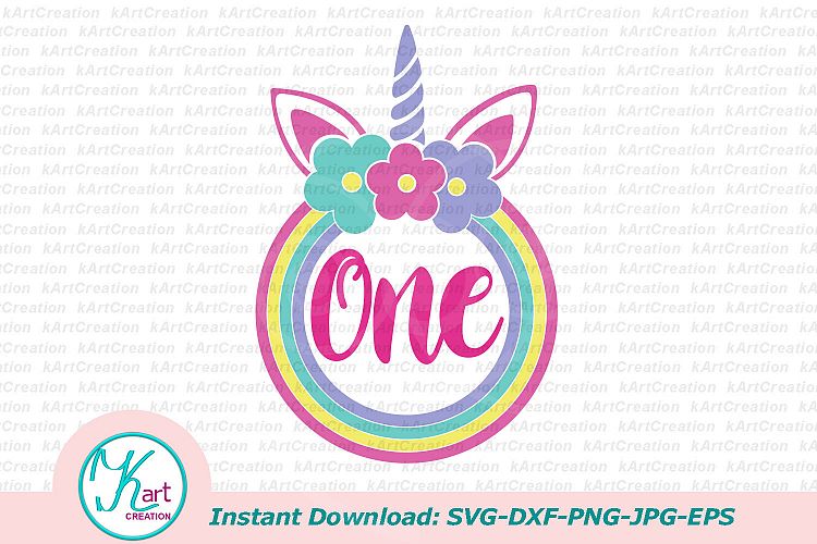 Unicorn One birthday monogram toddler oneness cutting file