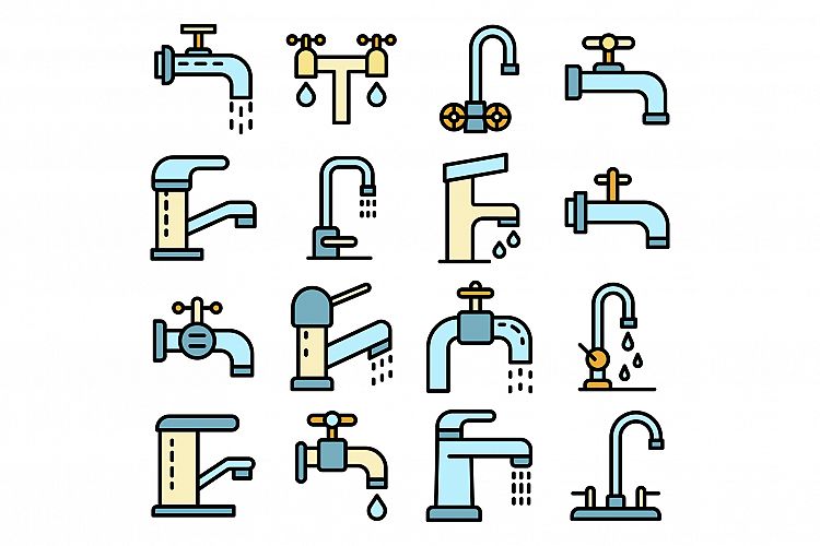 Faucet icons vector flat example image 1