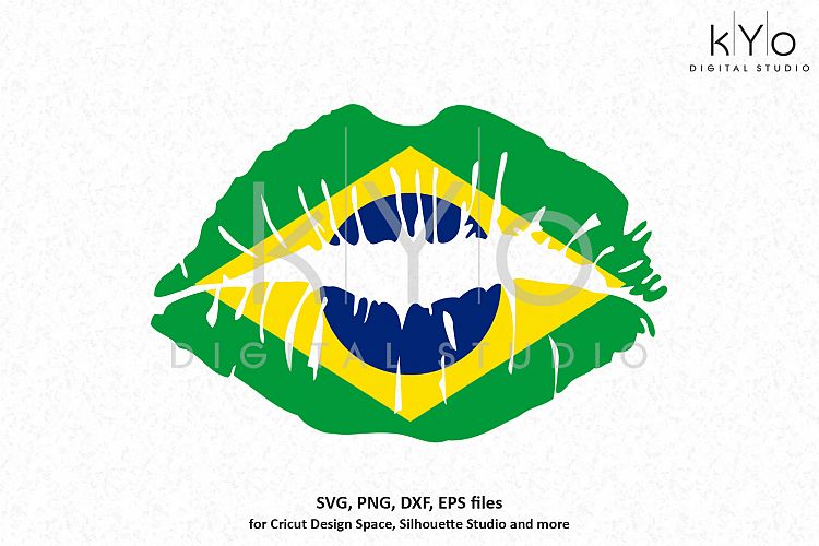 Brazil Flag Girl Lips SVG PNG DXF EPS files