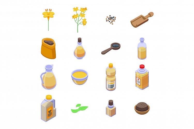 Canola icons set, isometric style example image 1