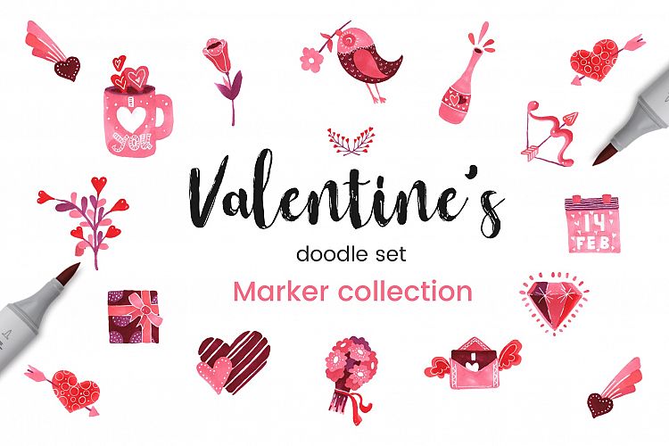 Valentines Doodle Set
