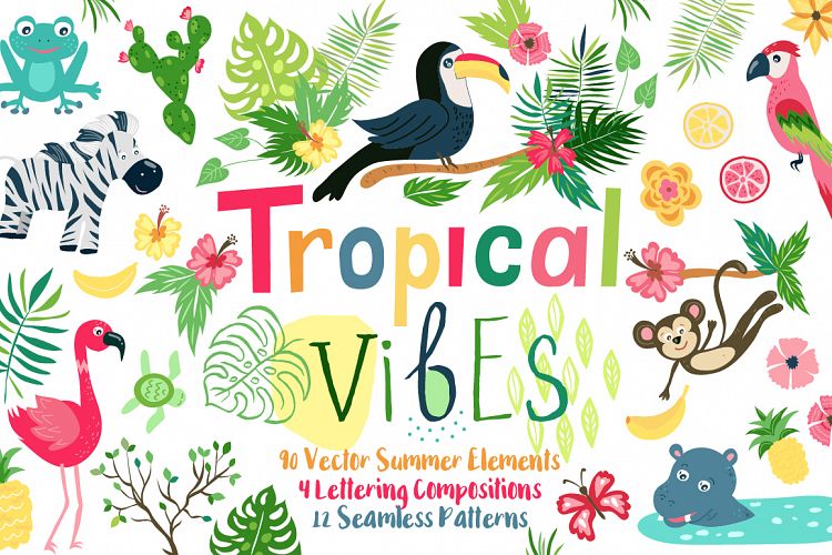 Summer Tropical Cute Vector Pack