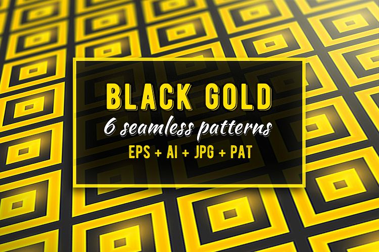 Black-gold geometric seamless patterns
