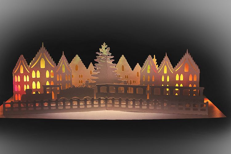 Festive Train pop up greetings card