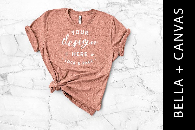 Heather Prism Sunset Bella Canvas 3001 Tshirt Mockup