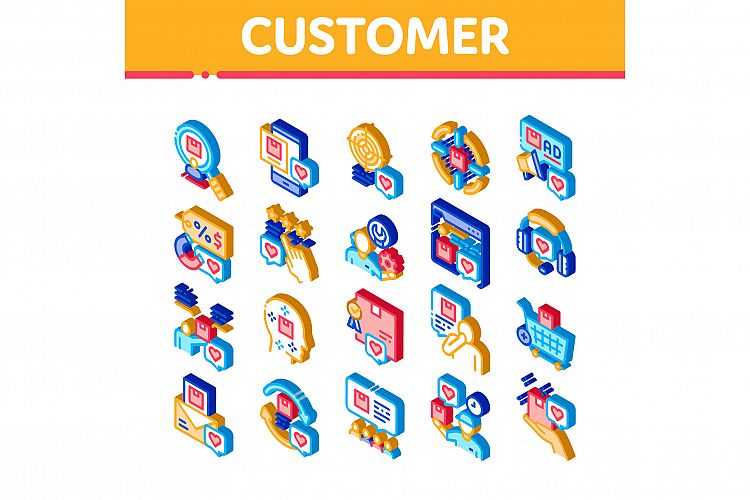 Buyer Customer Journey Isometric Icons Set Vector example image 1