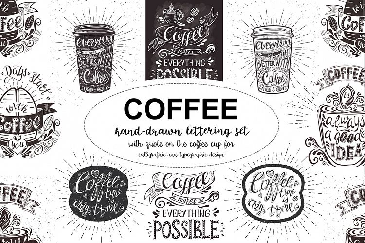 Set of Banners with coffee quotes.