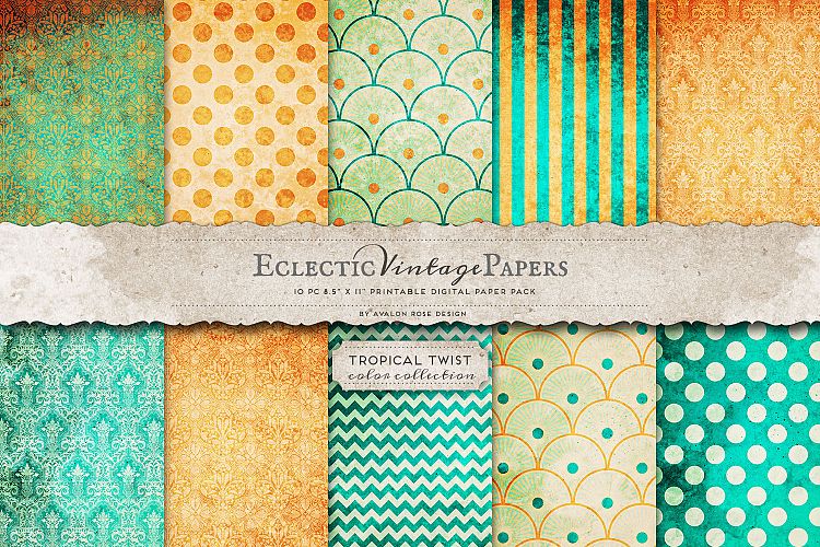 Vintage Printable Papers - Tropical Twist