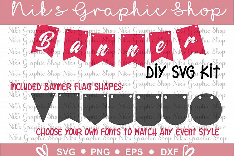 Banner Svg, Bunting Banner Svg, Banner Cut Files, Banner Flag Svg, Flag Svg, Birthday Banner, Any Event Banners