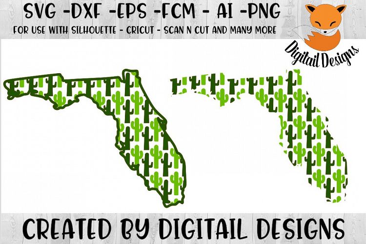 Florida Cactus SVG Cut File For Silhouette - Cricut