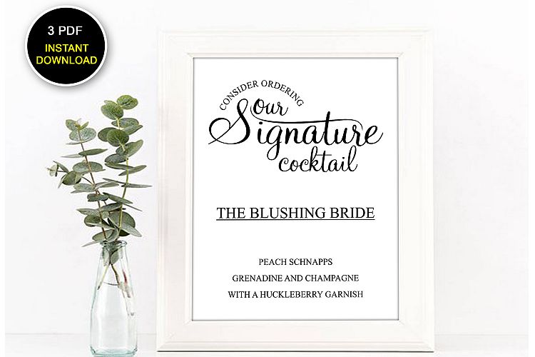 Signature Cocktail Sign Printable, Cocktail Sign, DAD_13