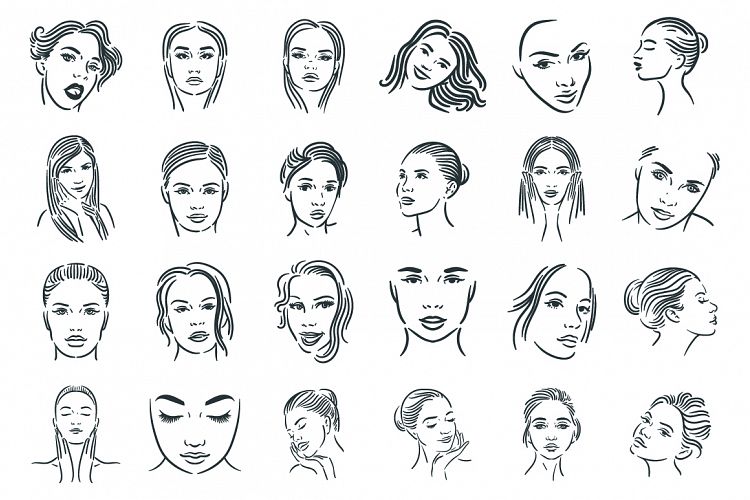 24 Woman face illustration on white background