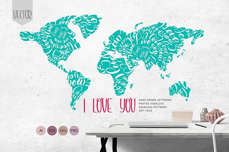Valentines «I Love You» Vector Photo Overlay Collection
