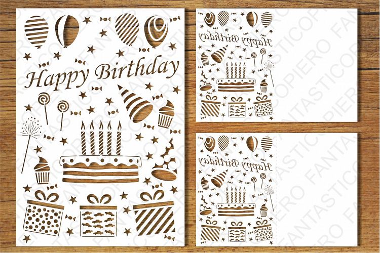 Happy Birthday 5 card SVG files for Silhouette and Cricut.