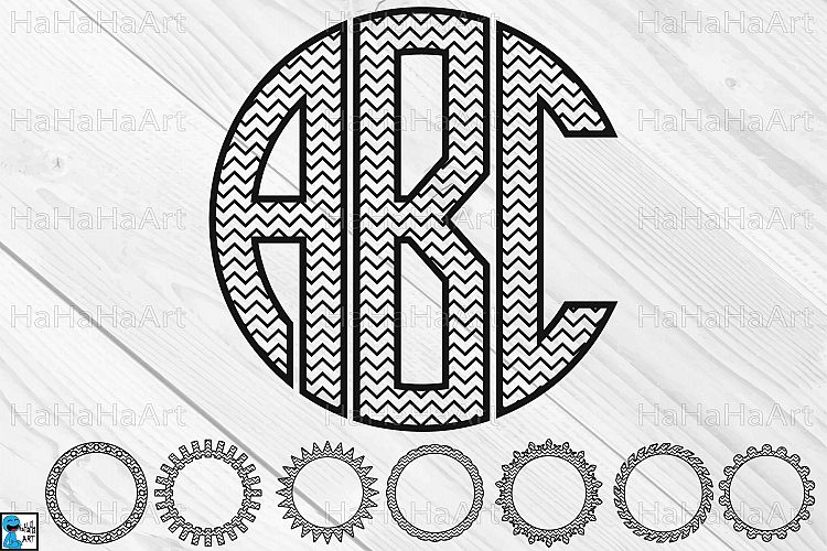 Chevron Circle Monogram Alphabet - Clipart Cutting Files 43c