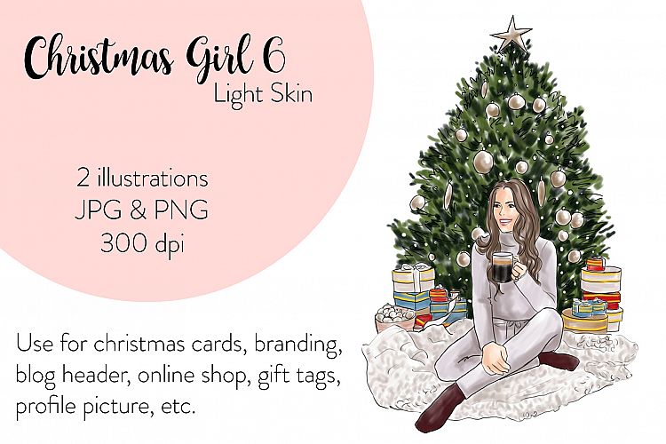 Fashion illustration - Christmas Girl 6 - Light Skin