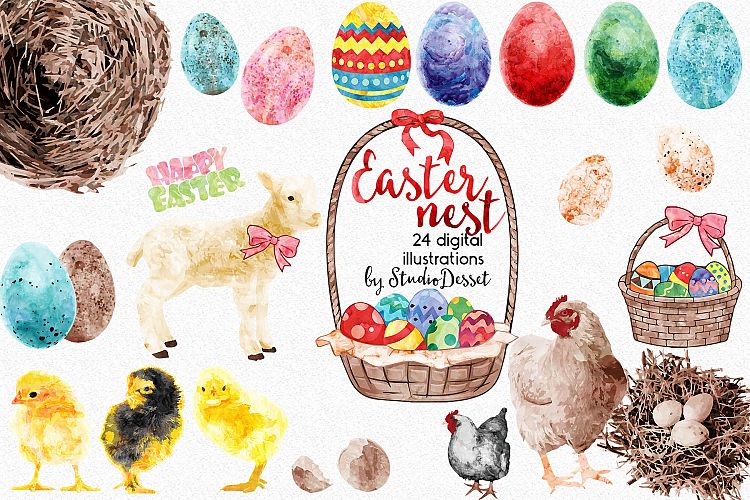 Easter Nest - Watercolor Illustrations