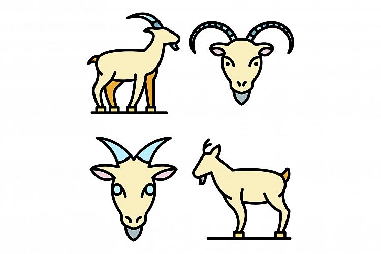 Goat icons set vector flat