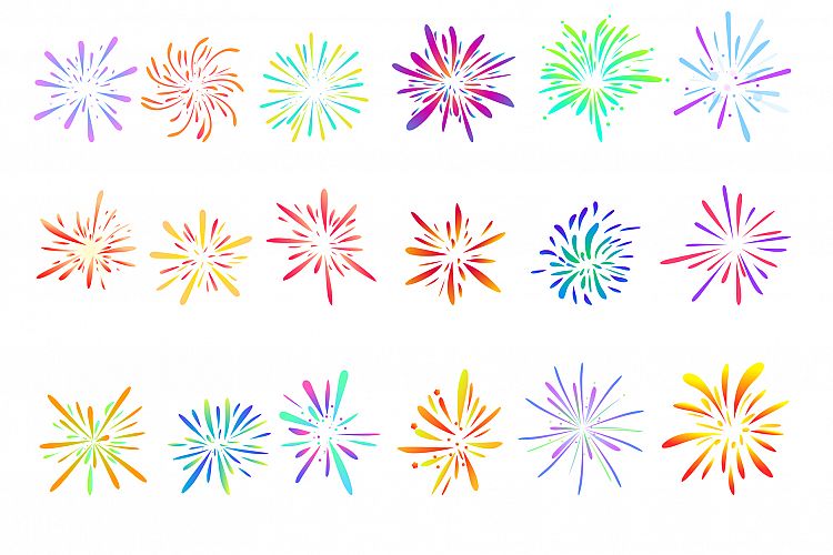 Firework icons set, cartoon style example image 1