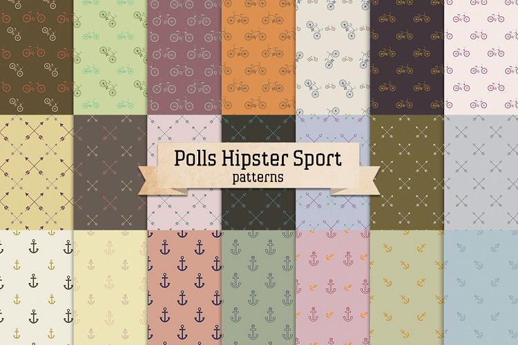 Polls Hipster Sport – 42 patterns seamless 