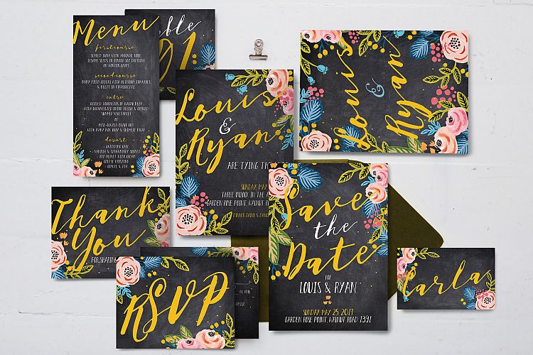 Black Floral Wedding Package Suite