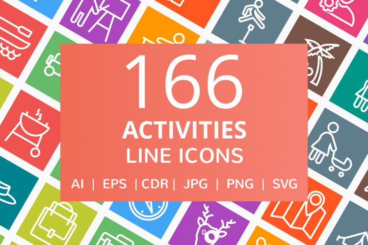 166 Activities Line Multicolor B/G Icons