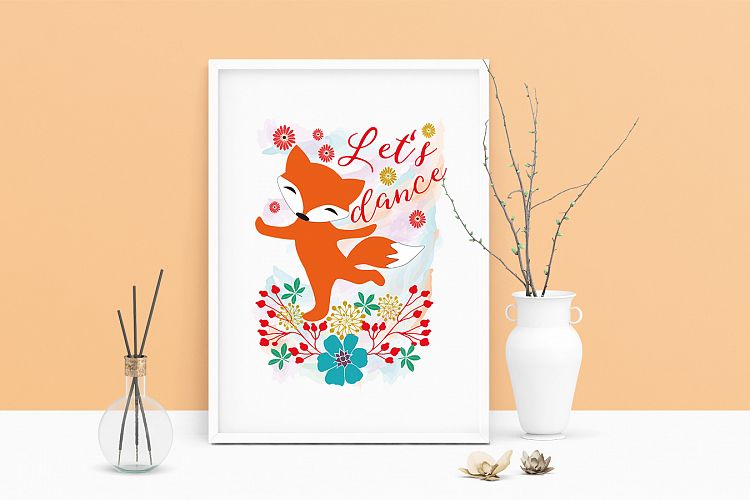 Printable Art Saying Lets Dance Fox Wall Art, .PDF, Typo