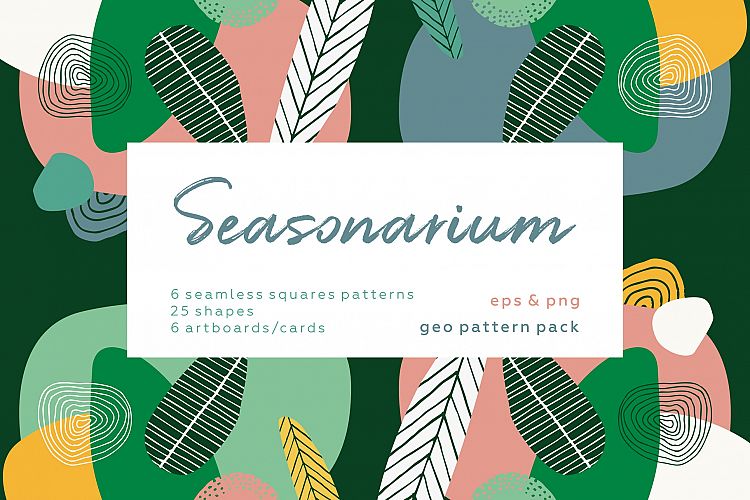 Seasonarium. Abstract botanical pattern and graphic set.