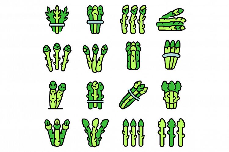 Asparagus icons set vector flat example image 1