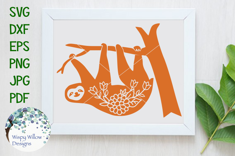 Sloth Floral Cut File