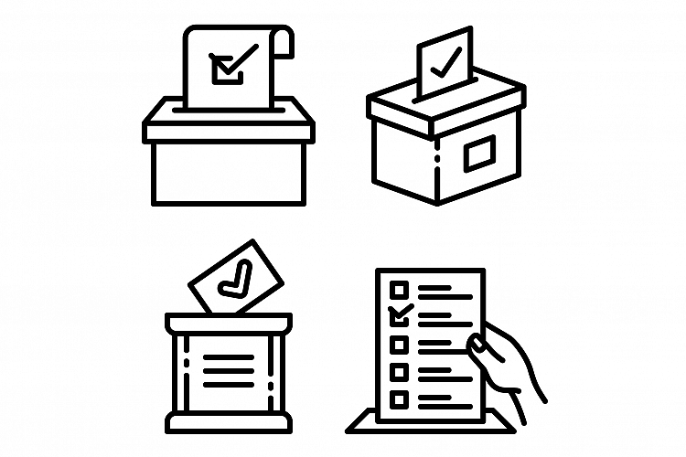 Ballot icons set, outline style example image 1