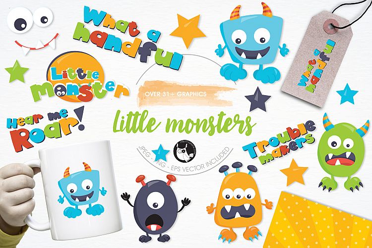 Little Monsters graphics and illustrations