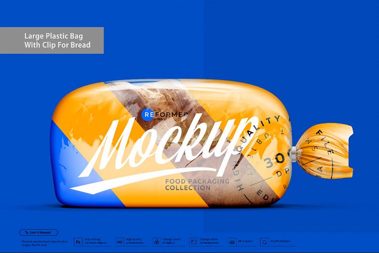 Large Plastic Bag with Clip for Bread