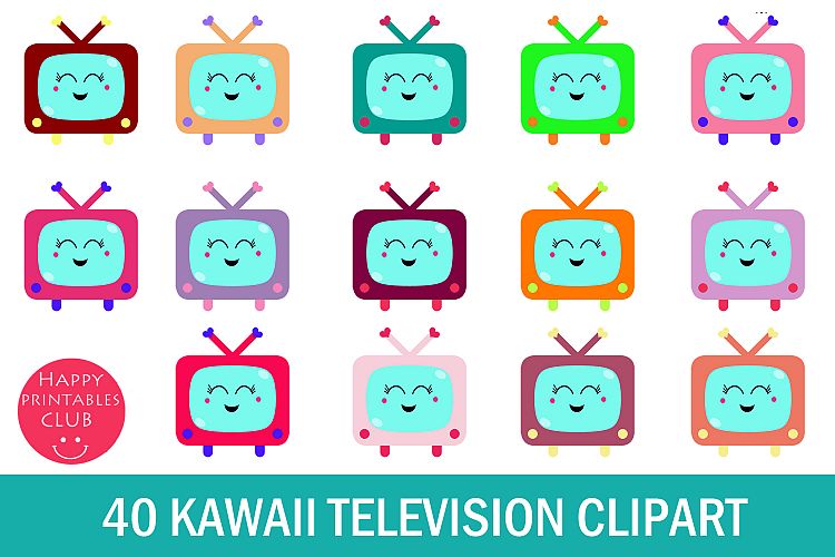 40 Kawaii Television Clipart- Cute Television Clipart Images