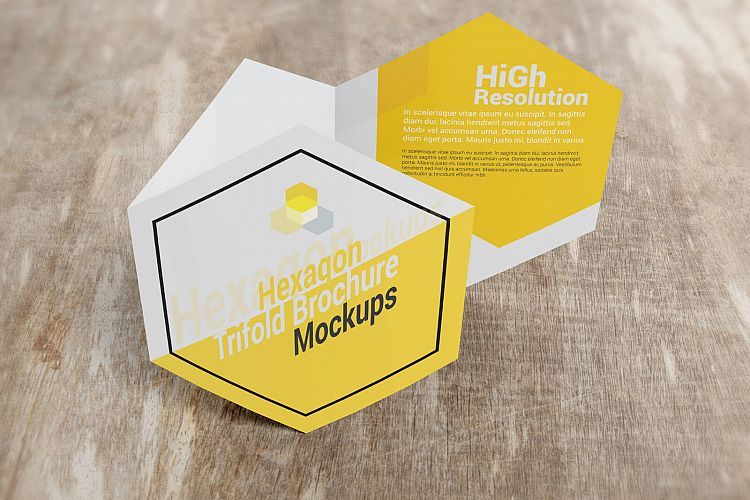 Hexagon Trifold Brochure Mockups
