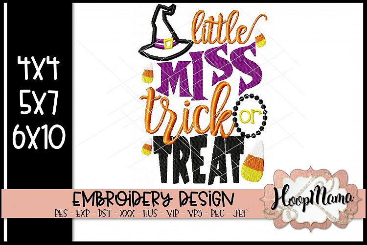 Little Miss Trick Or Treat - Halloween Embroi