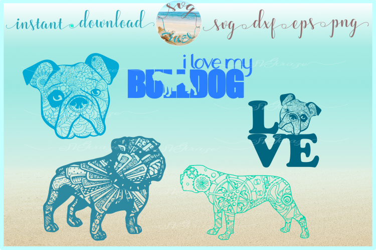 Bulldog Mandala Zentangle SVG Dxf Eps Png files for Cricut