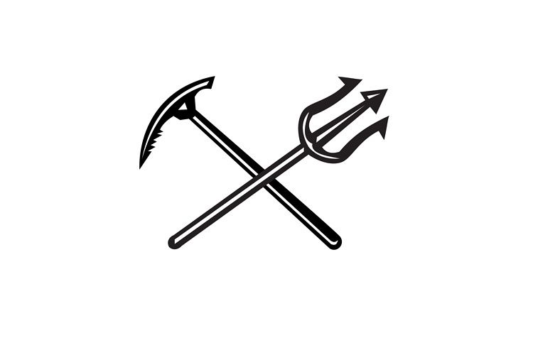 Crossed Mountain Ice Axe and Trident Icon