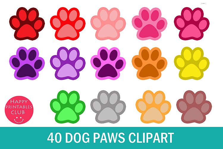 40 Dog Paws Clipart- Dog Foot Clipart-Dog Paw Print Images