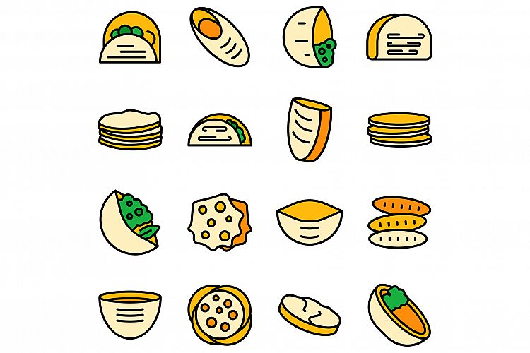 Pita bread icons set vector flat example image 1