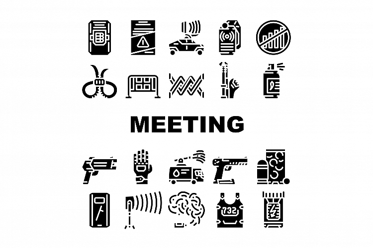 Protests Meeting Event Collection Icons Set Vector example image 1