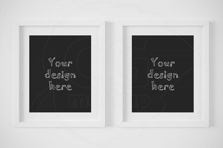 Set of 2 white matted frame mockup