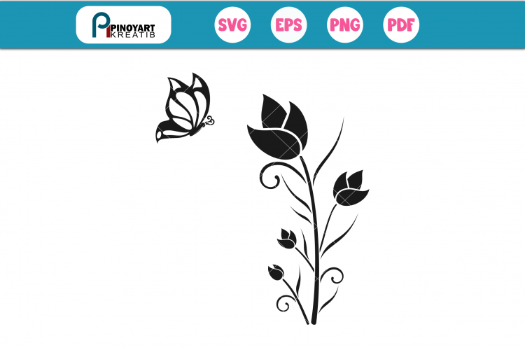 Flower svg, Flower svg file, Floral svg, Butterfly svg