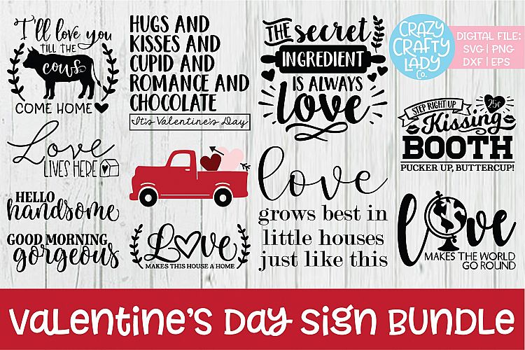 Download Valentine's Day Sign Bundle SVG DXF EPS PNG Cut Files ...