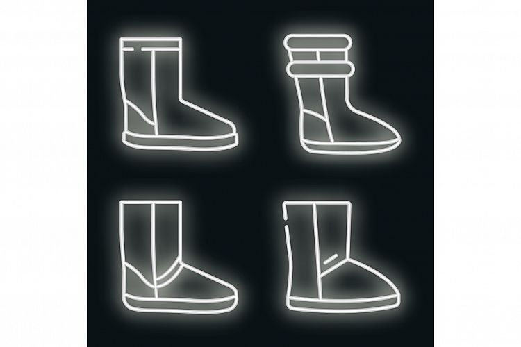 Boots icons set vector neon example image 1