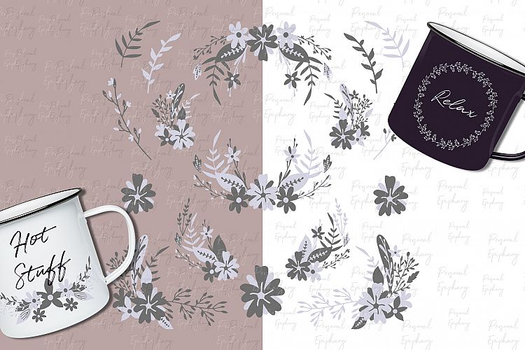 vector floral clipart, flower hand drawn illustrations, eps