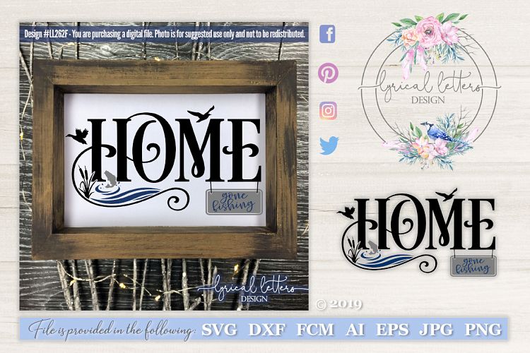 Download Lake House Home with Gone Fishing Sign SVG DXF LL262F ...